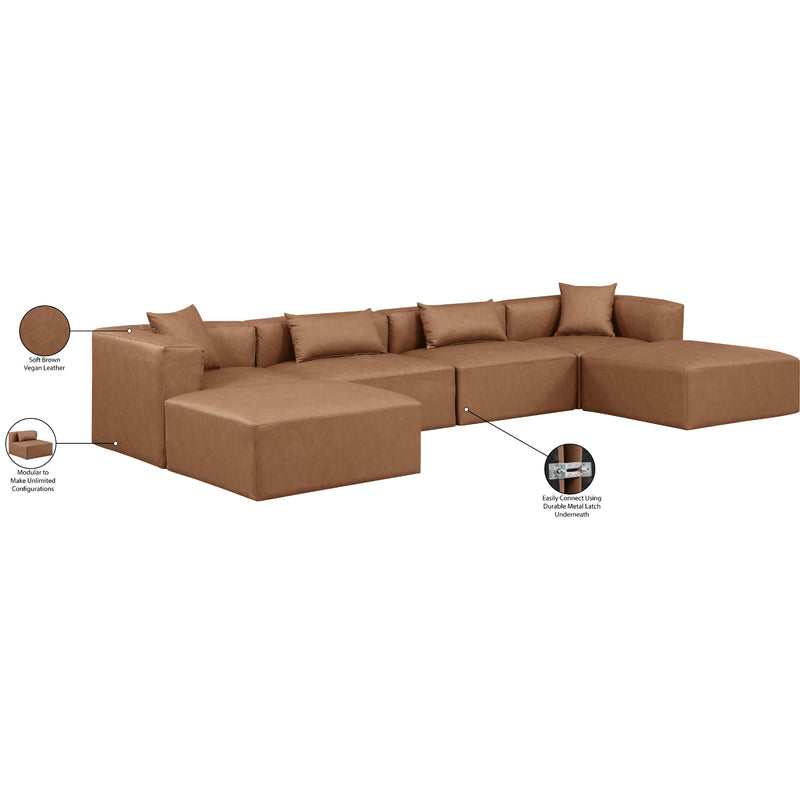 Meridian Cube Brown Vegan Leather Modular Sectional IMAGE 8
