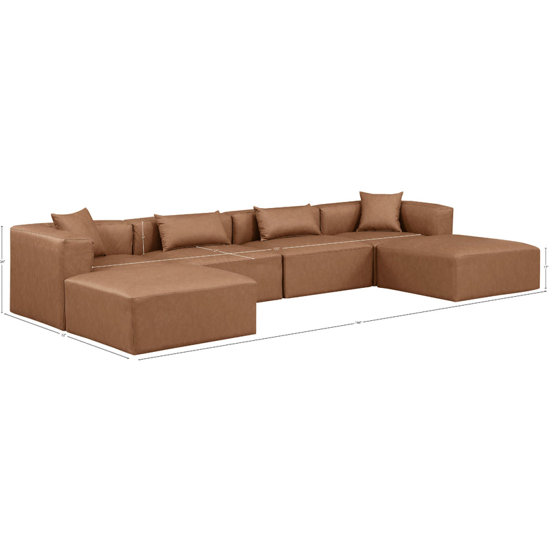 Meridian Cube Brown Vegan Leather Modular Sectional IMAGE 9