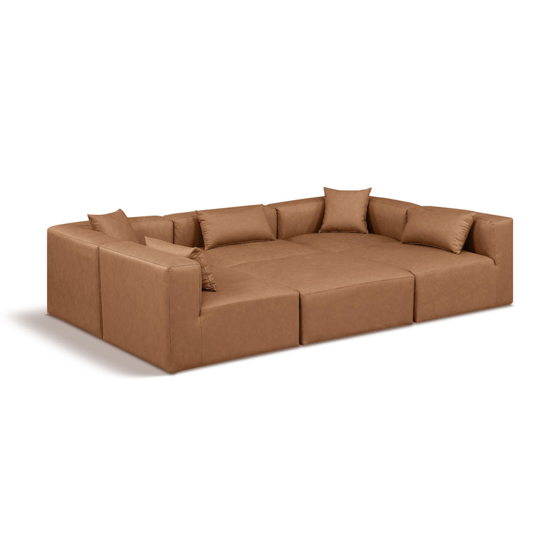 Meridian Cube Brown Vegan Leather Modular Sectional IMAGE 1