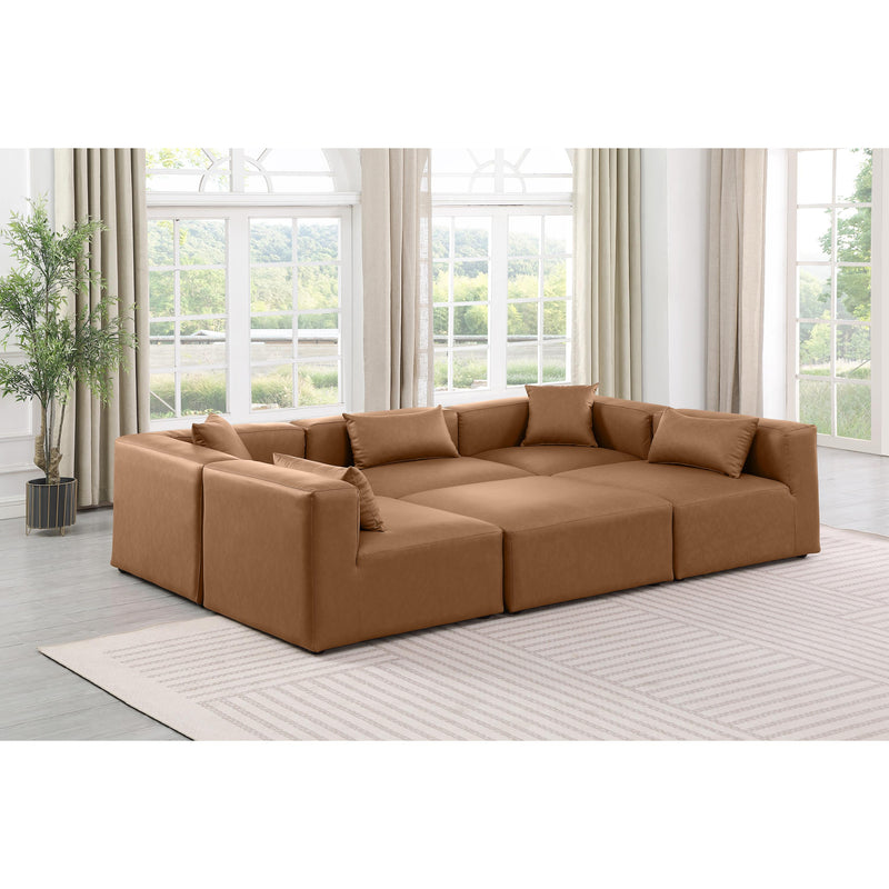Meridian Cube Brown Vegan Leather Modular Sectional IMAGE 2