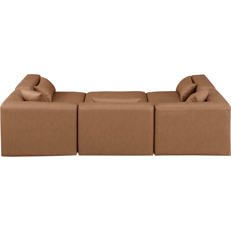 Meridian Cube Brown Vegan Leather Modular Sectional IMAGE 3