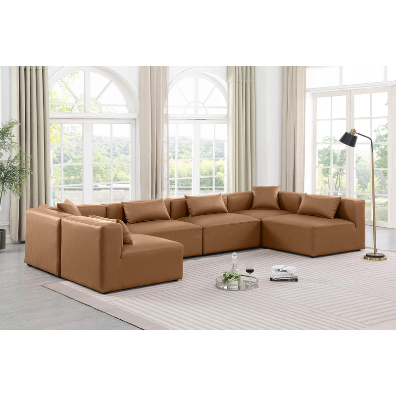 Meridian Cube Brown Vegan Leather Modular Sectional IMAGE 2