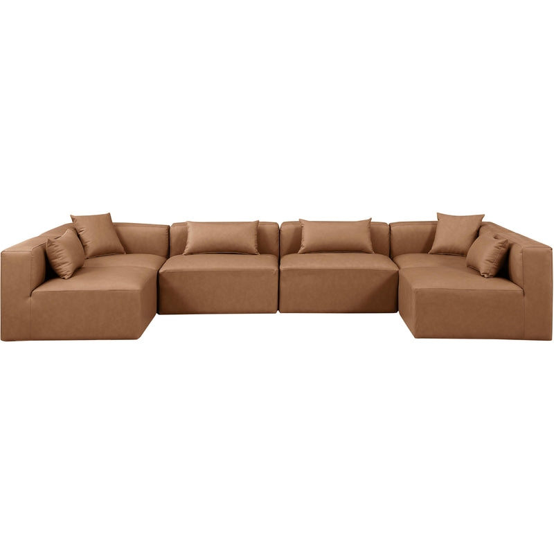 Meridian Cube Brown Vegan Leather Modular Sectional IMAGE 4