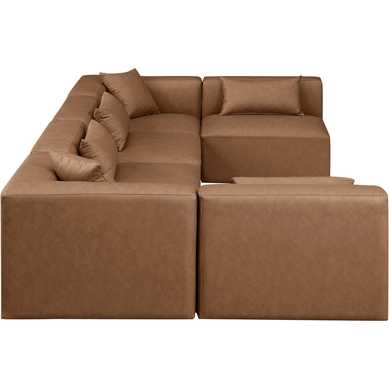 Meridian Cube Brown Vegan Leather Modular Sectional IMAGE 5