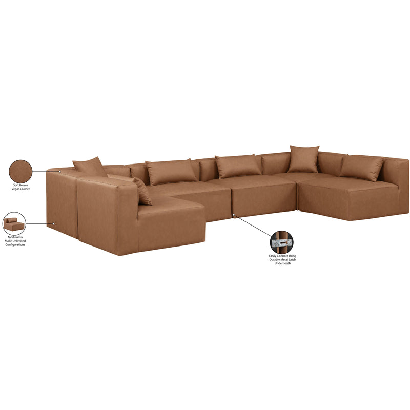 Meridian Cube Brown Vegan Leather Modular Sectional IMAGE 8