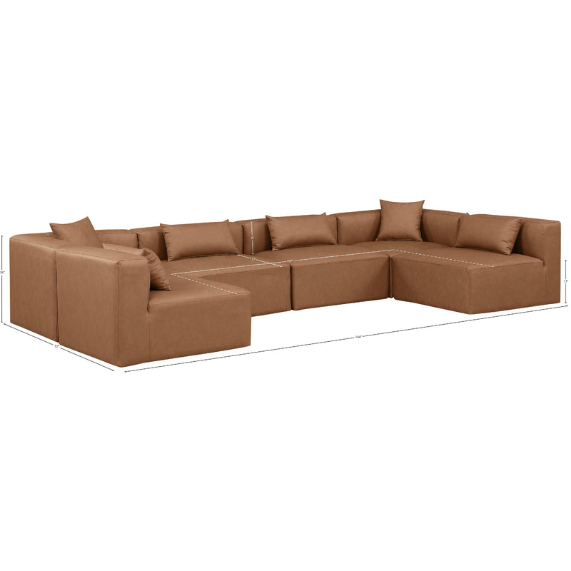 Meridian Cube Brown Vegan Leather Modular Sectional IMAGE 9