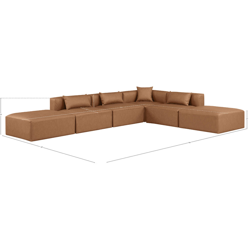Meridian Cube Brown Vegan Leather Modular Sectional IMAGE 9