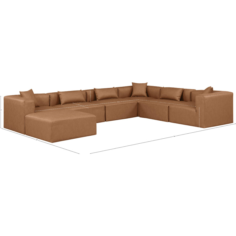 Meridian Cube Brown Vegan Leather Modular Sectional IMAGE 10