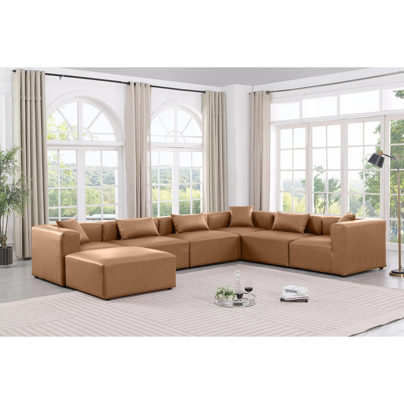 Meridian Cube Brown Vegan Leather Modular Sectional IMAGE 2