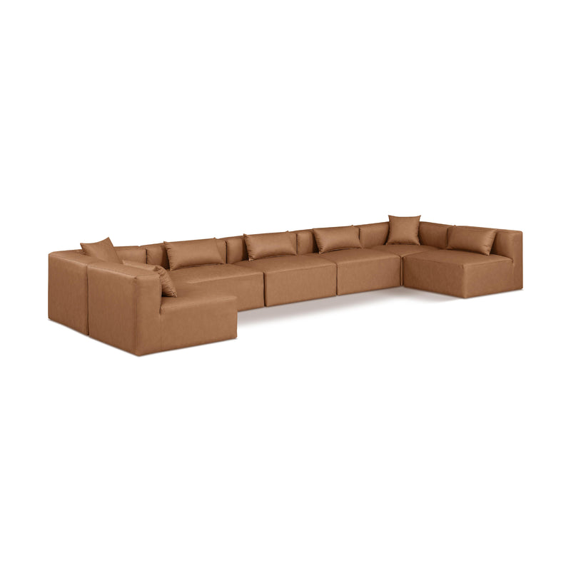 Meridian Cube Brown Vegan Leather Modular Sectional IMAGE 1