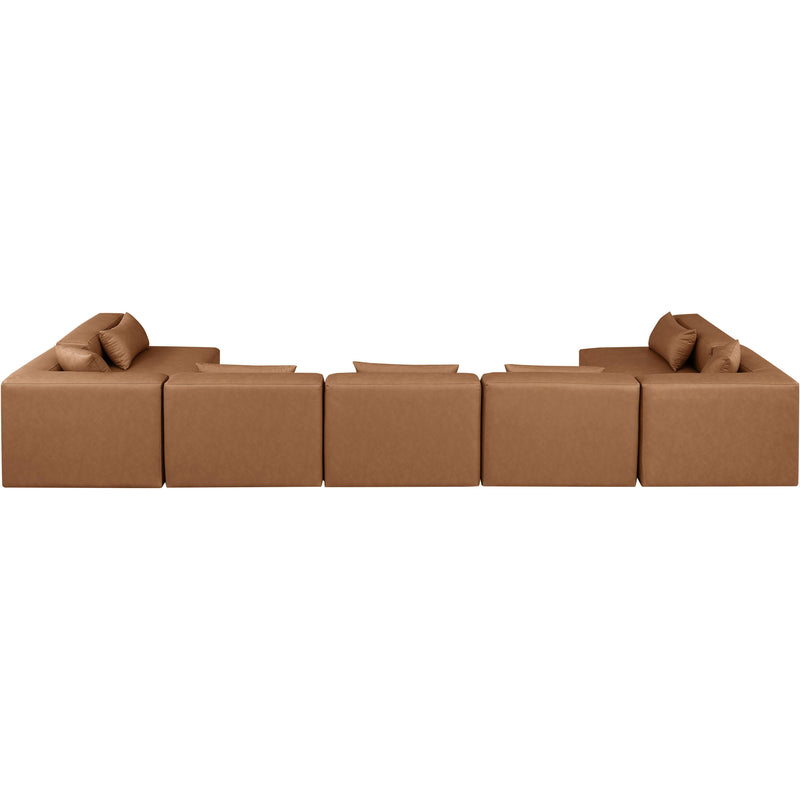 Meridian Cube Brown Vegan Leather Modular Sectional IMAGE 3