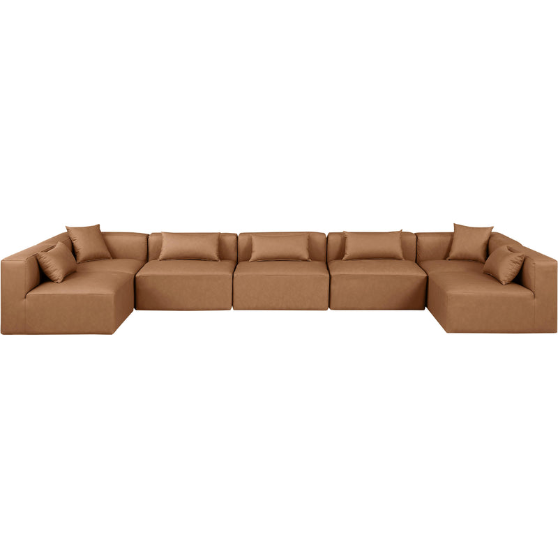 Meridian Cube Brown Vegan Leather Modular Sectional IMAGE 4