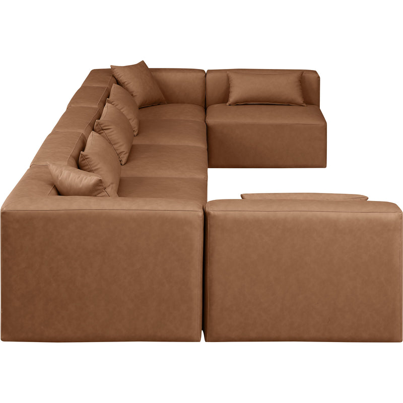 Meridian Cube Brown Vegan Leather Modular Sectional IMAGE 5