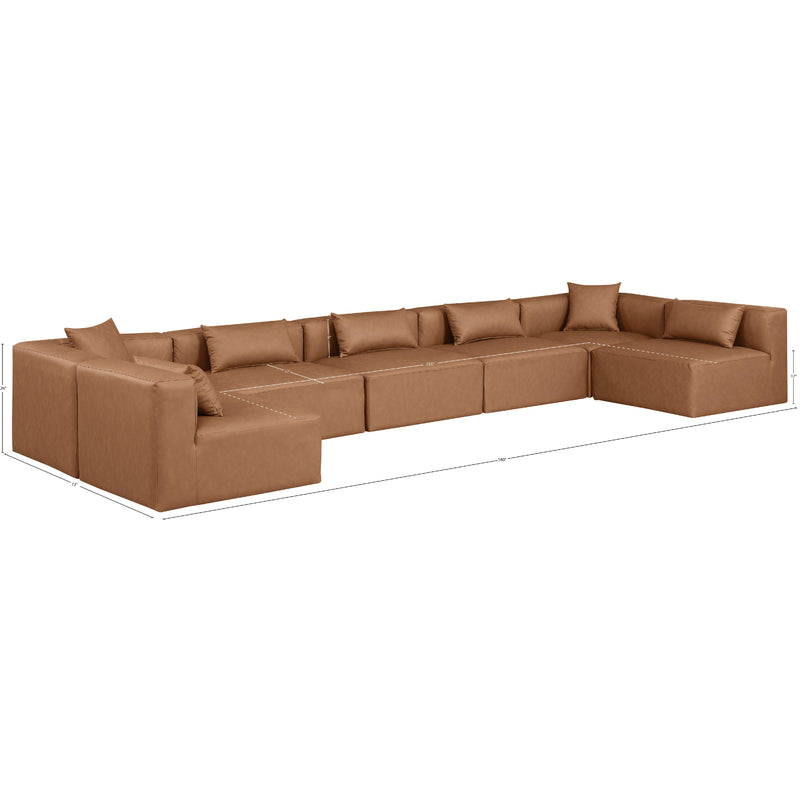 Meridian Cube Brown Vegan Leather Modular Sectional IMAGE 9