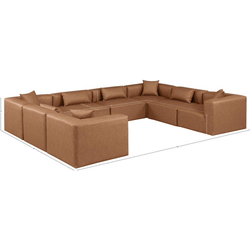 Meridian Cube Brown Vegan Leather Modular Sectional IMAGE 10