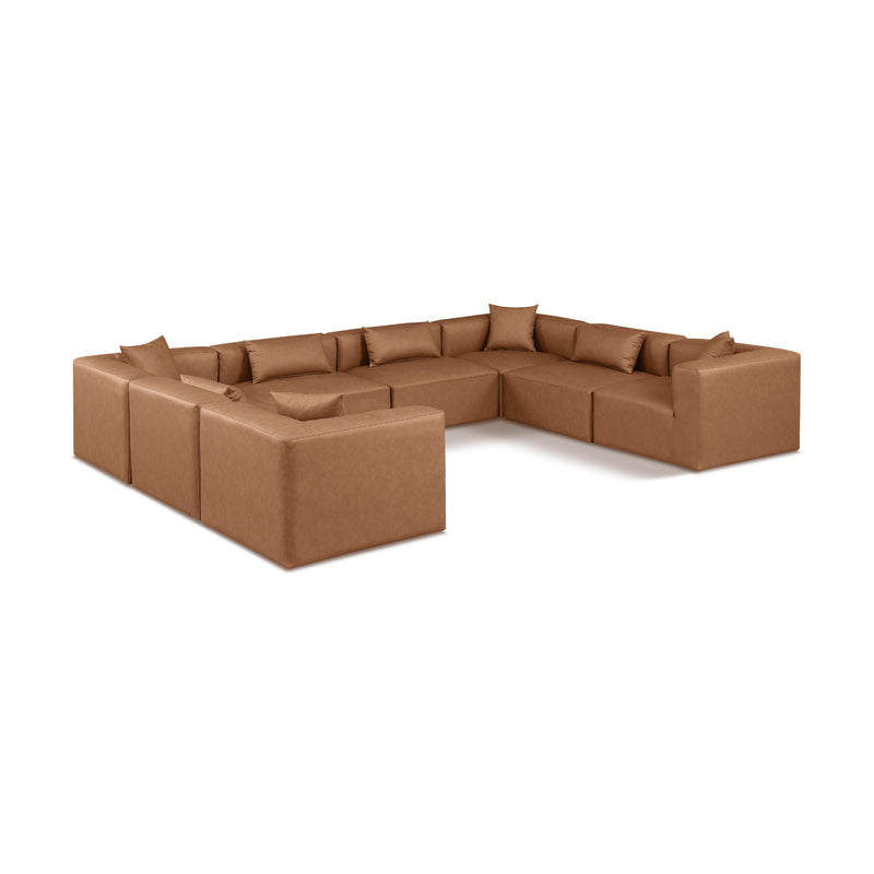Meridian Cube Brown Vegan Leather Modular Sectional IMAGE 1