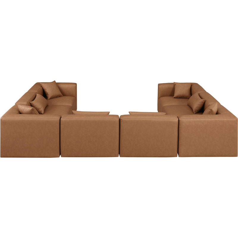 Meridian Cube Brown Vegan Leather Modular Sectional IMAGE 3