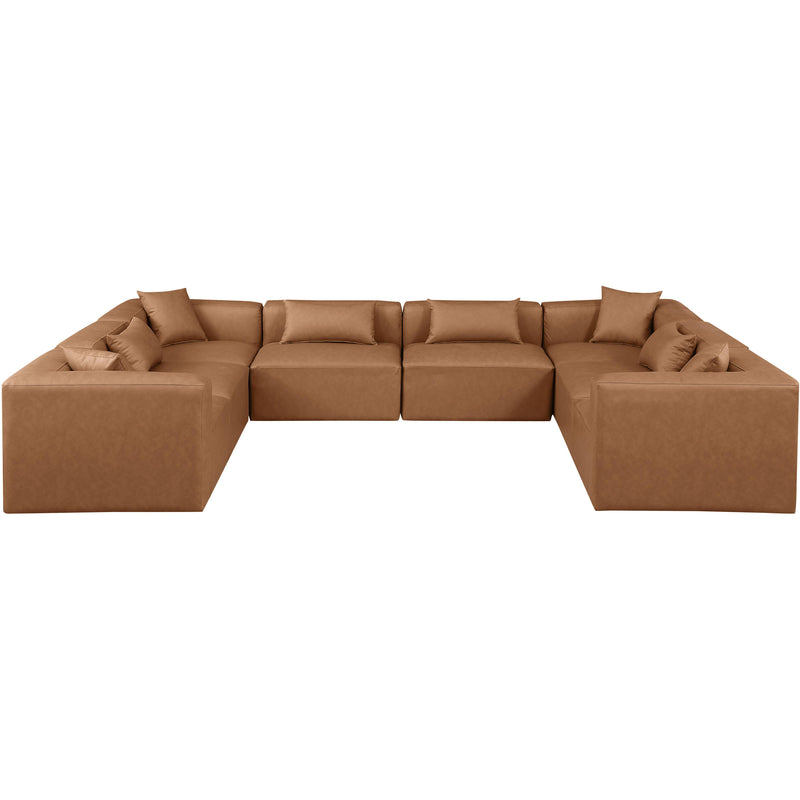 Meridian Cube Brown Vegan Leather Modular Sectional IMAGE 4