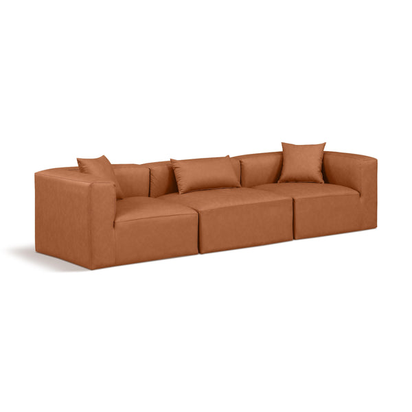 Meridian Cube Cognac Vegan Leather Modular Sofa IMAGE 1