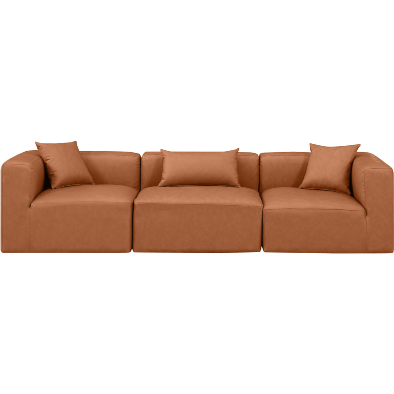 Meridian Cube Cognac Vegan Leather Modular Sofa IMAGE 4