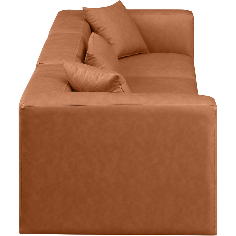 Meridian Cube Cognac Vegan Leather Modular Sofa IMAGE 5