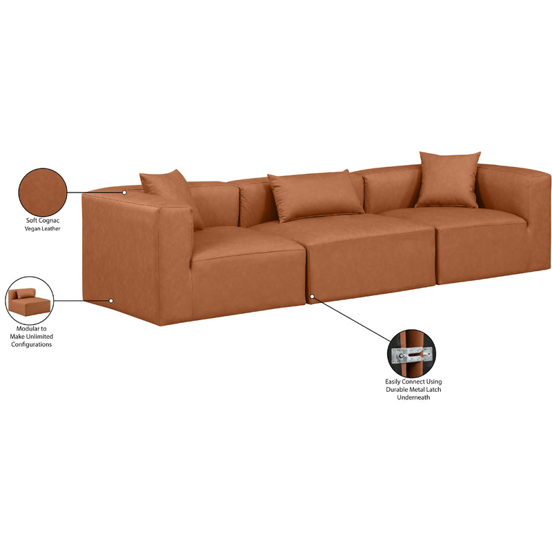 Meridian Cube Cognac Vegan Leather Modular Sofa IMAGE 8