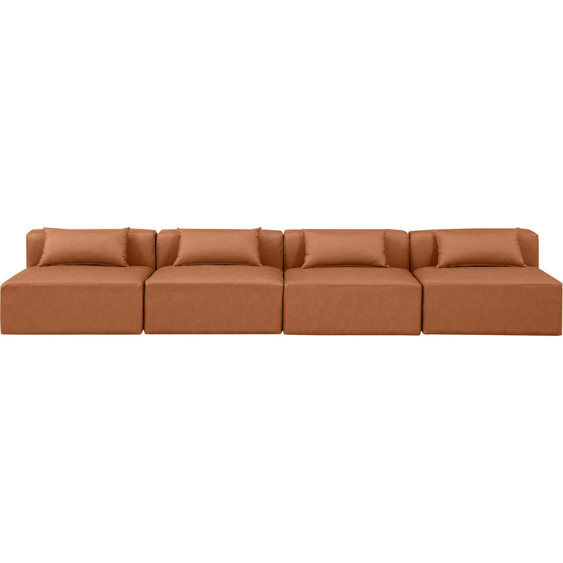 Meridian Cube Cognac Vegan Leather Modular Sofa IMAGE 4