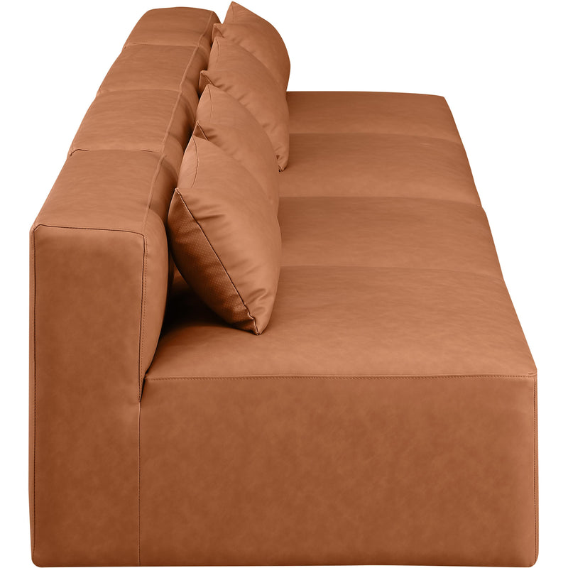 Meridian Cube Cognac Vegan Leather Modular Sofa IMAGE 5