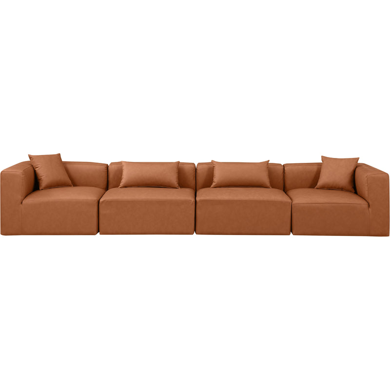 Meridian Cube Cognac Vegan Leather Modular Sofa IMAGE 4