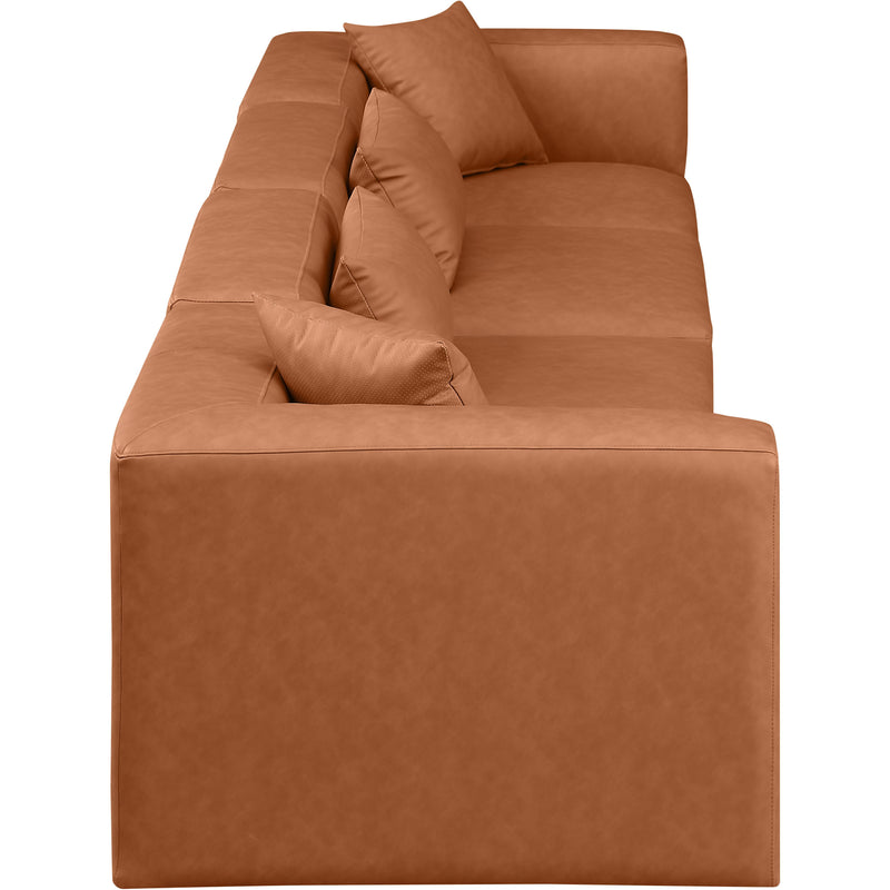 Meridian Cube Cognac Vegan Leather Modular Sofa IMAGE 5