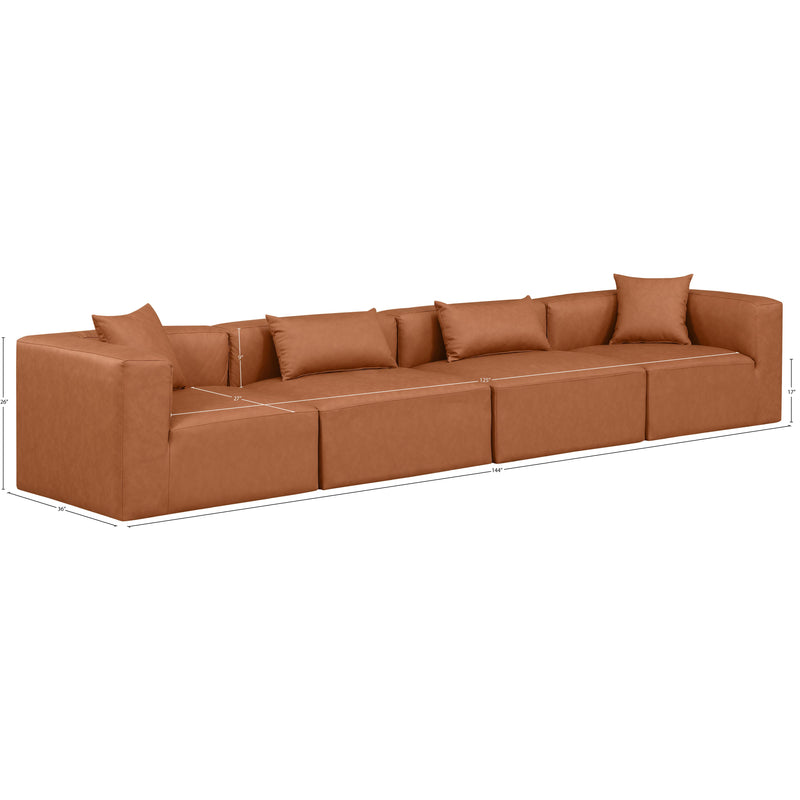 Meridian Cube Cognac Vegan Leather Modular Sofa IMAGE 9