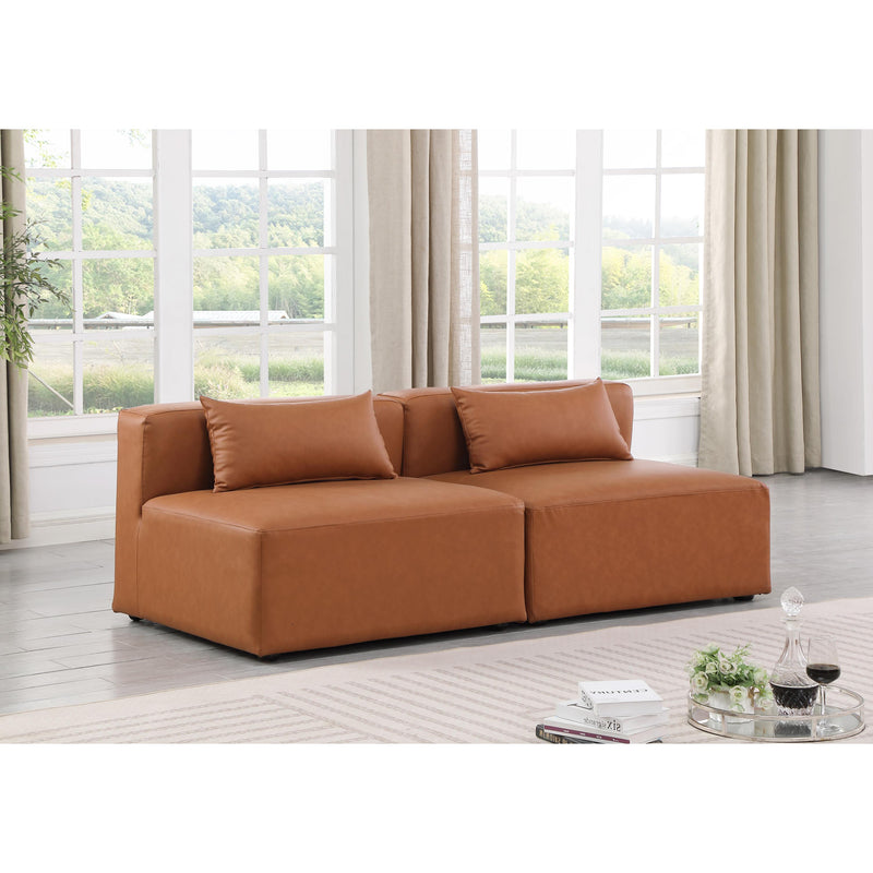 Meridian Cube Cognac Vegan Leather Modular Sofa IMAGE 2