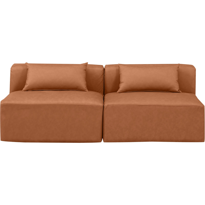 Meridian Cube Cognac Vegan Leather Modular Sofa IMAGE 4