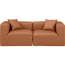 Meridian Cube Cognac Vegan Leather Modular Sofa IMAGE 4