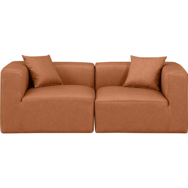 Meridian Cube Cognac Vegan Leather Modular Sofa IMAGE 4