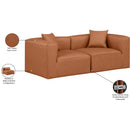 Meridian Cube Cognac Vegan Leather Modular Sofa IMAGE 8