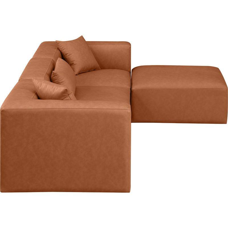 Meridian Cube Cognac Vegan Leather Modular Sectional IMAGE 5