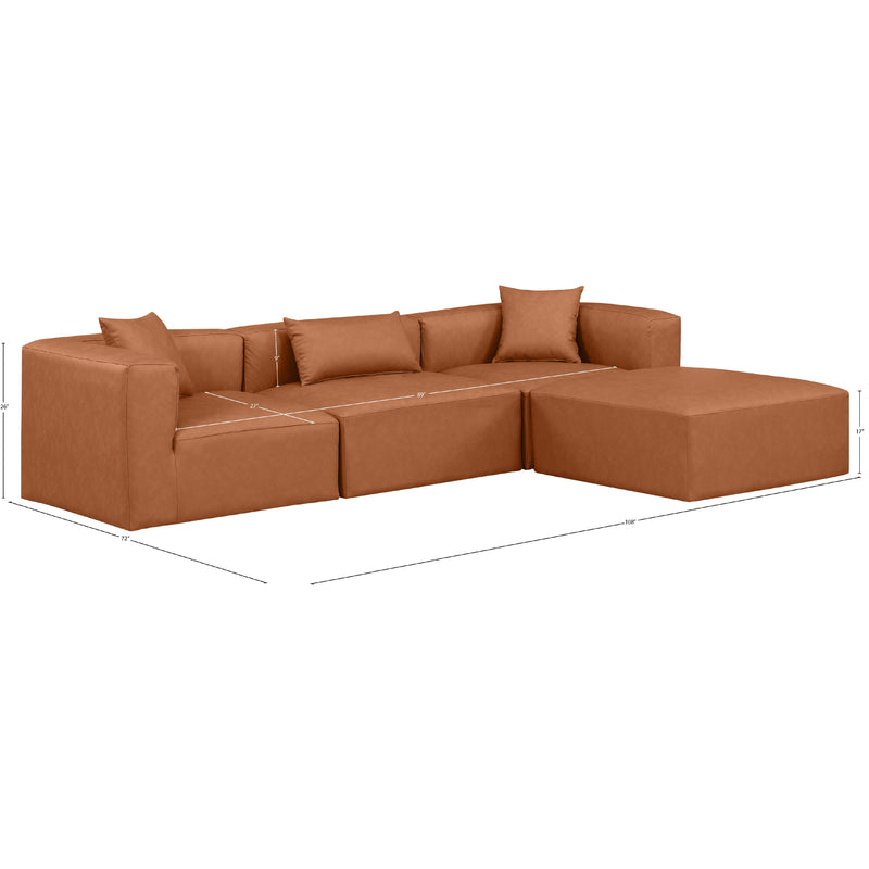 Meridian Cube Cognac Vegan Leather Modular Sectional IMAGE 8