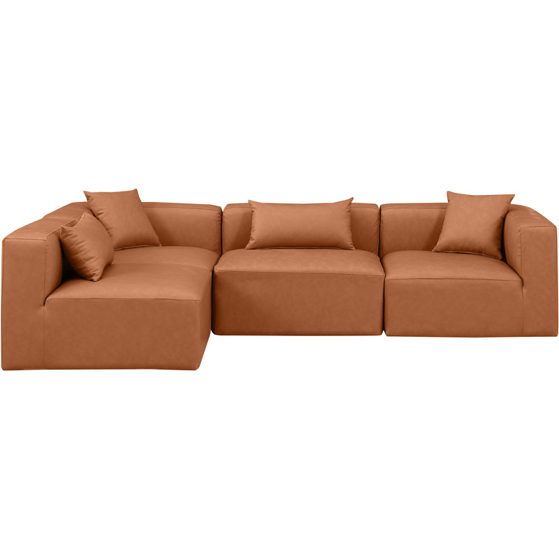 Meridian Cube Cognac Vegan Leather Modular Sectional IMAGE 4