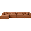 Meridian Cube Cognac Vegan Leather Modular Sectional IMAGE 4