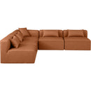 Meridian Cube Cognac Vegan Leather Modular Sectional IMAGE 4