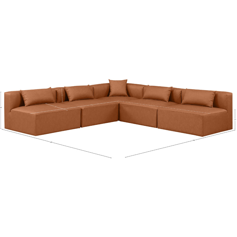 Meridian Cube Cognac Vegan Leather Modular Sectional IMAGE 9