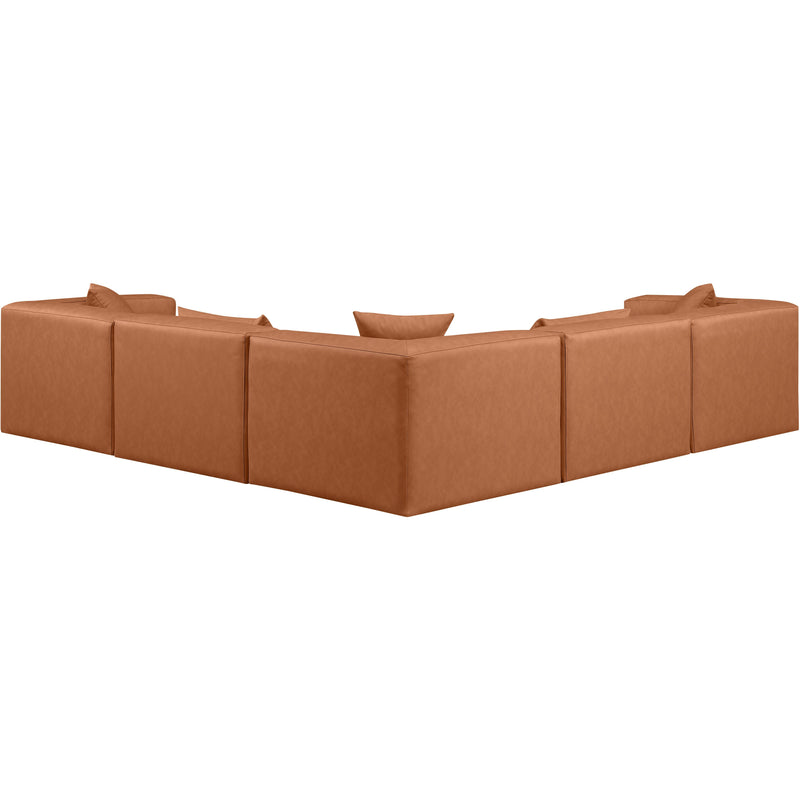Meridian Cube Cognac Vegan Leather Modular Sectional IMAGE 3