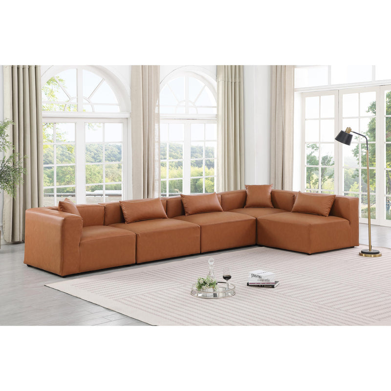 Meridian Cube Cognac Vegan Leather Modular Sectional IMAGE 2