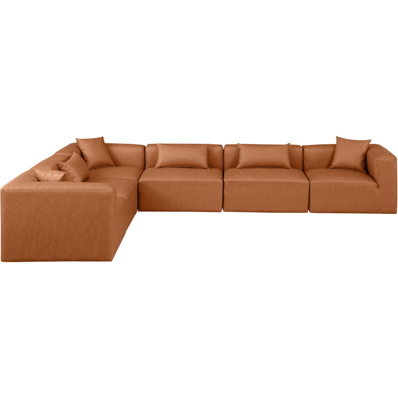 Meridian Cube Cognac Vegan Leather Modular Sectional IMAGE 3