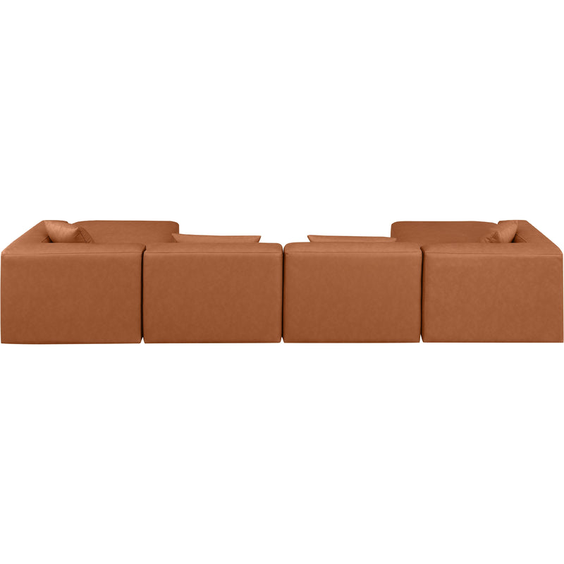 Meridian Cube Cognac Vegan Leather Modular Sectional IMAGE 3