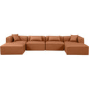 Meridian Cube Cognac Vegan Leather Modular Sectional IMAGE 4