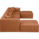 Meridian Cube Cognac Vegan Leather Modular Sectional IMAGE 5
