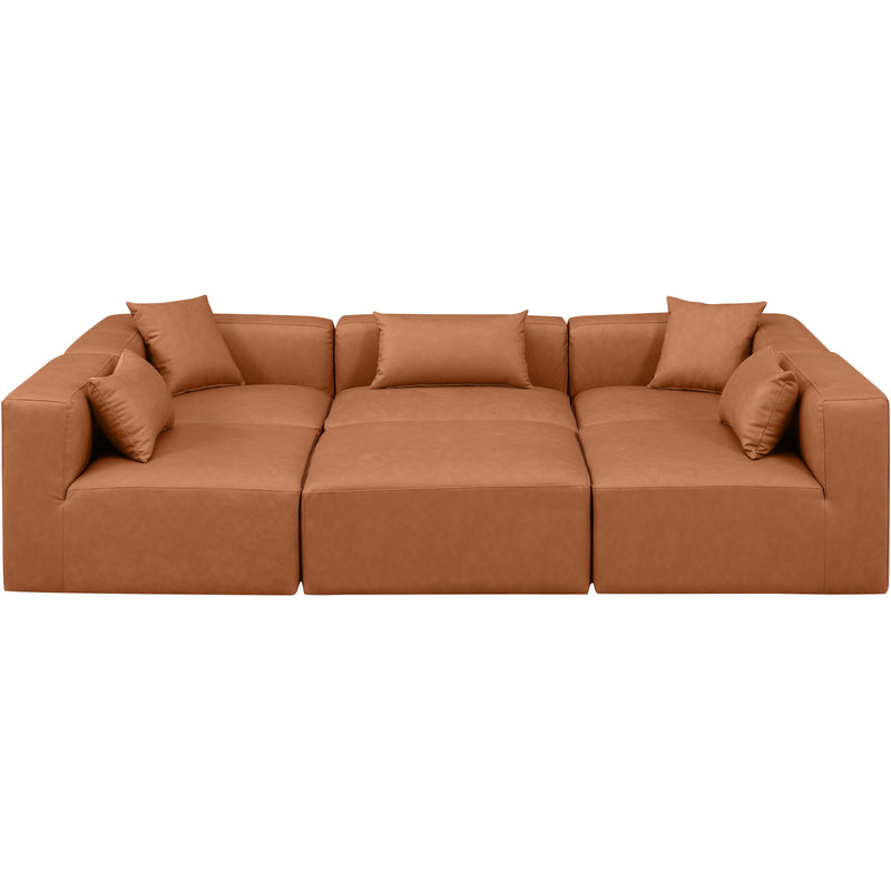 Meridian Cube Cognac Vegan Leather Modular Sectional IMAGE 4