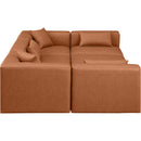 Meridian Cube Cognac Vegan Leather Modular Sectional IMAGE 5